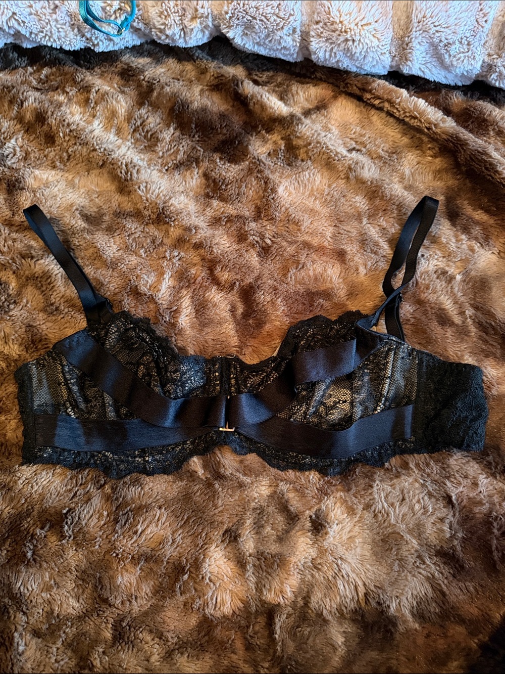 Adore Me Black Lace Underwire Bra with Satin Bands